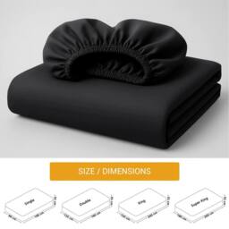 Grace 100% Egyptian Cotton 35cm Extra Deep Pocket Fitted Sheets in Black - Size: King Fitted - thumbnail 7