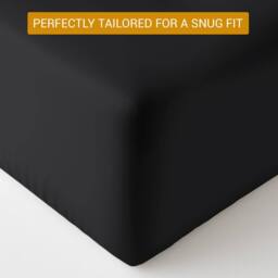 Grace 100% Egyptian Cotton 35cm Extra Deep Pocket Fitted Sheets in Black - Size: King Fitted - thumbnail 5