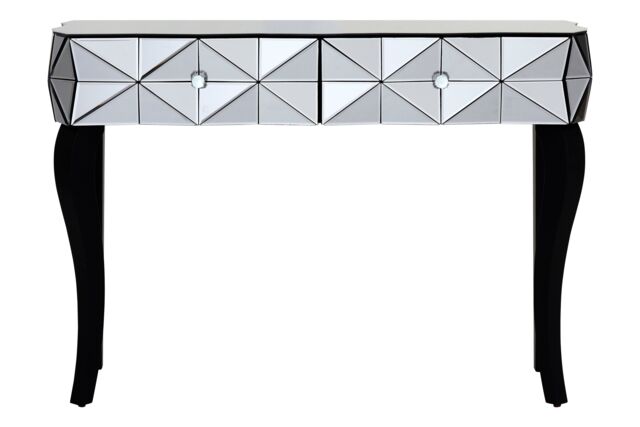 Orsina Luxe Smoke Glass Console Table, Spacious Modern Table, Sleek Console Table With Sturdy Curved Wooden Legs in Silver - image 1