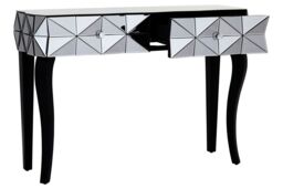 Orsina Luxe Smoke Glass Console Table, Spacious Modern Table, Sleek Console Table With Sturdy Curved Wooden Legs in Silver - thumbnail 5