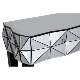 Orsina Luxe Smoke Glass Console Table, Spacious Modern Table, Sleek Console Table With Sturdy Curved Wooden Legs in Silver - thumbnail 8