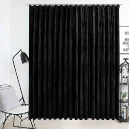 Berkfield Home Blackout Curtain with Hooks Velvet Black 290x245 cm - thumbnail 2