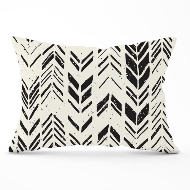 Warren Reed - Designer Hand Drawn Chevron Pattern Cushions in Black - Size: 45 cm x 45 cm - image 1
