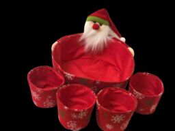 Shatchi Novelty Set Santa Sweet Christmas Dinner Table Decorations Favour Shop Bar Restaurants Display Tips Hamper Baskets 5pcs in Red - thumbnail 1