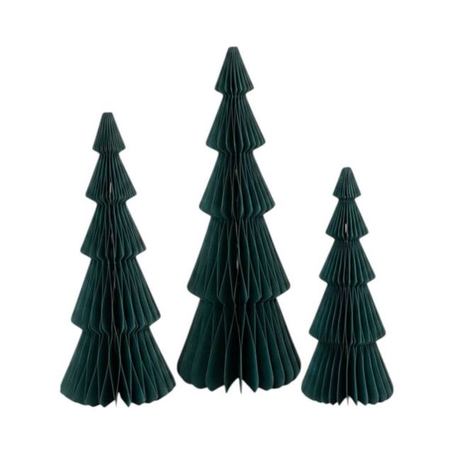 Four Candle Set of 3 Green Standing Christmas Trees 30cm - image 1