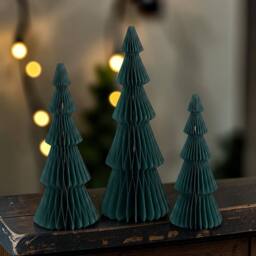 Four Candle Set of 3 Green Standing Christmas Trees 30cm - thumbnail 2