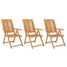Berkfield Home Reclining Garden Chairs 3 pcs Solid Wood Acacia in Brown - thumbnail 1