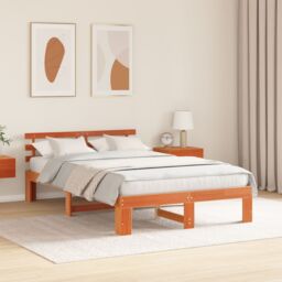 Berkfield Home Pine Wood Bed Frame Wax Brown Solid Wood 120 x 200 cm Pine Bed - thumbnail 5