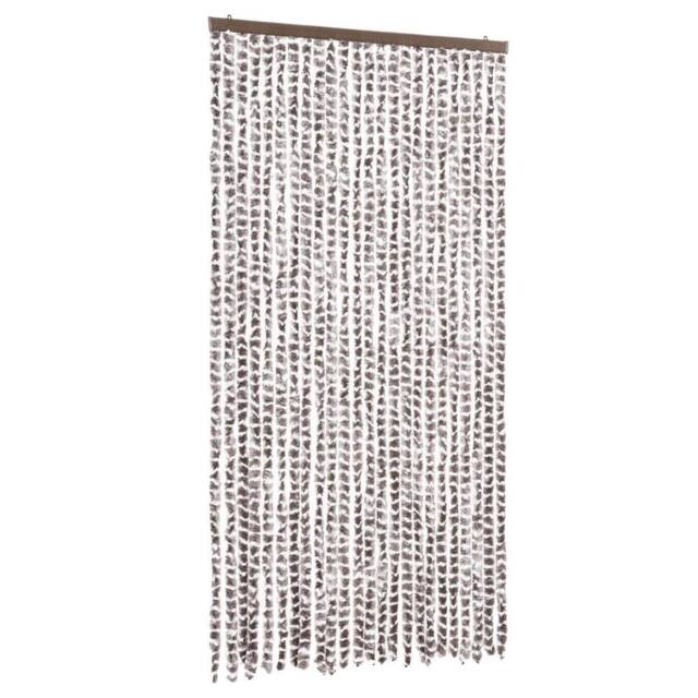Berkfield Home Fly Curtain Taupe & White 100x200 cm Chenille - image 1