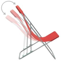 Berkfield Home Durable Folding Beach Chairs 2 pcs Steel & Oxford Fabric Red - thumbnail 5