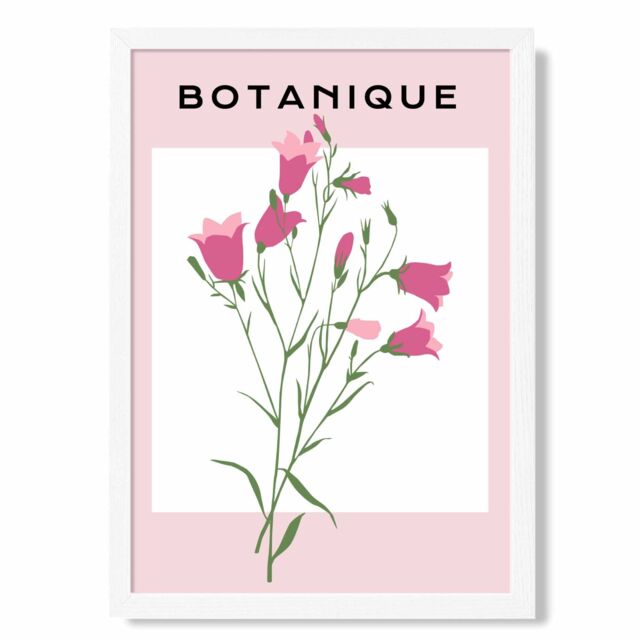 ARTZE Pink Foxglove Flower Market Boho Framed Print SIZE: A3 with White Frame - Size: A4 - image 1