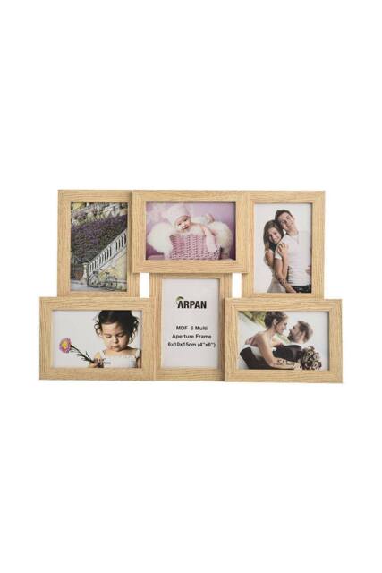 Arpan Photo Frames with Collage Multiple for 6 Photos/Pictures in 4 x 6 Inches Wooden, MDF Wall Mounting Frame in Natural - image 1