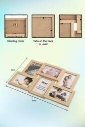 Arpan Photo Frames with Collage Multiple for 6 Photos/Pictures in 4 x 6 Inches Wooden, MDF Wall Mounting Frame in Natural - thumbnail 2