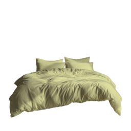 Snug City Plain Dyed Easy Care Polycotton Duvet Cover & Pillowcase/s Set Bed Linen in Lemon - Size: Single - thumbnail 2