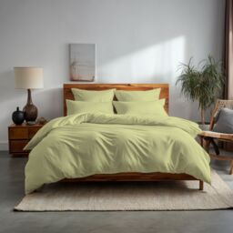 Snug City Plain Dyed Easy Care Polycotton Duvet Cover & Pillowcase/s Set Bed Linen in Lemon - Size: Single - thumbnail 1