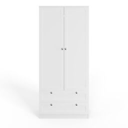 FWStyle White 2 Door Wardrobe With 2 Drawers Panelled Modern Design - thumbnail 2