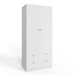 FWStyle White 2 Door Wardrobe With 2 Drawers Panelled Modern Design - thumbnail 1