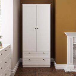 FWStyle White 2 Door Wardrobe With 2 Drawers Panelled Modern Design - thumbnail 4