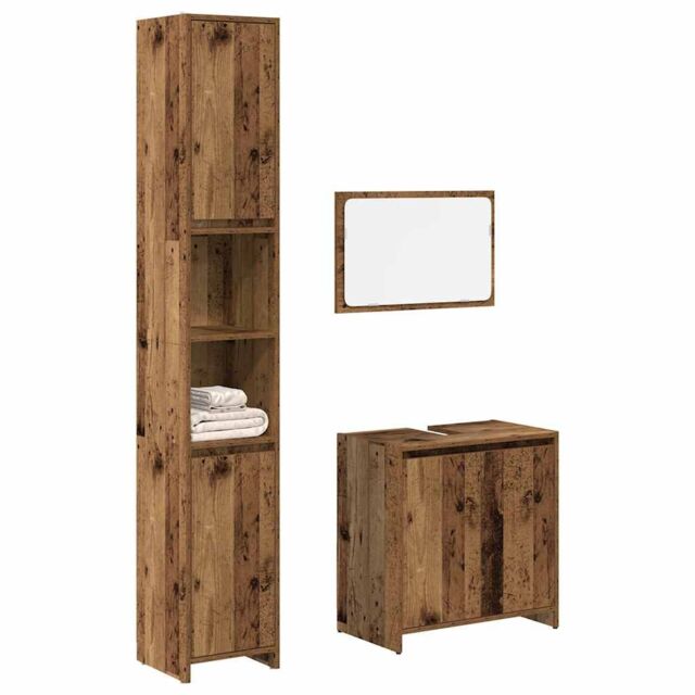 Berkfield Home 3 Piece Bathroom Furniture Set Old Wood Engineered Wood - image 1