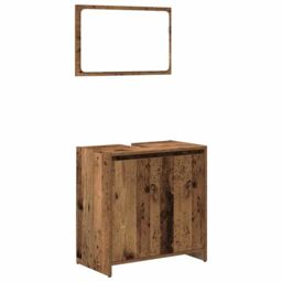 Berkfield Home 3 Piece Bathroom Furniture Set Old Wood Engineered Wood - thumbnail 5