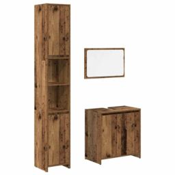Berkfield Home 3 Piece Bathroom Furniture Set Old Wood Engineered Wood - thumbnail 2