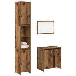 Berkfield Home 3 Piece Bathroom Furniture Set Old Wood Engineered Wood - thumbnail 1