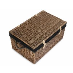 Red Hamper 62cm Antique Wash Picnic Basket Black Cotton Lining - thumbnail 3