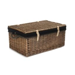 Red Hamper 62cm Antique Wash Picnic Basket Black Cotton Lining - thumbnail 2