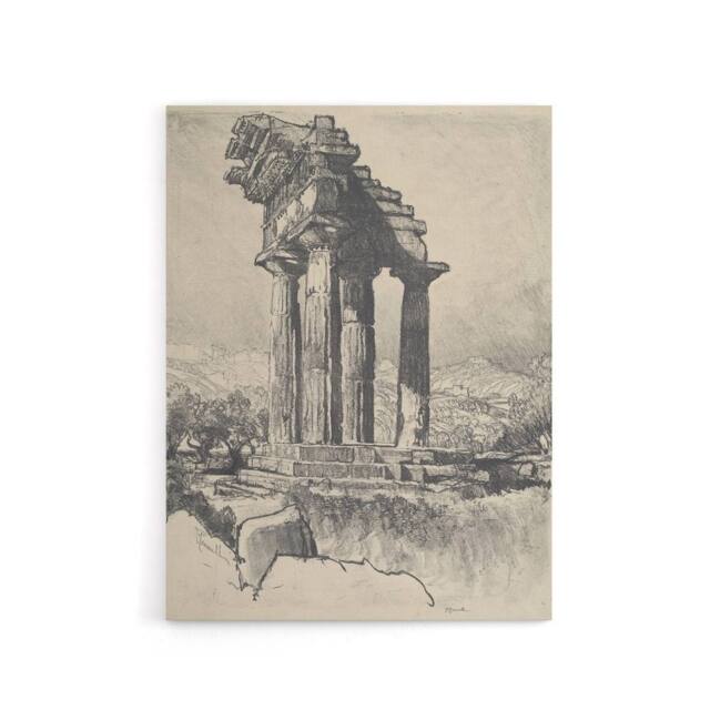 "Artery8 Joseph Pennell The Columns of Castor & Pollux Canvas Wall Art Print in Grey - Size: W12"" x H16""" - image 1