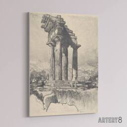 "Artery8 Joseph Pennell The Columns of Castor & Pollux Canvas Wall Art Print in Grey - Size: W12"" x H16""" - thumbnail 2