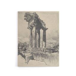 "Artery8 Joseph Pennell The Columns of Castor & Pollux Canvas Wall Art Print in Grey - Size: W12"" x H16""" - thumbnail 1