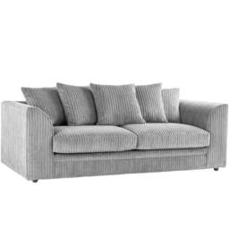 Bliss Furniture Jumbo Cord Dylan Scatter Back 3 Seater Sofa in Silver Colour - Size: 3 Pack - thumbnail 1