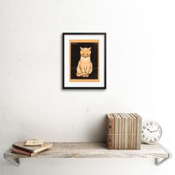 "Artery8 Wall Art Print Sitting Tabby Cat Julie De Graag Art Framed 9x7 inch in Black - Size: W7"" x H9""" - thumbnail 2