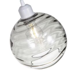Happy Homewares Modern Designer Circular Ribbed Glass Non Electric Pendant Lamp Shade in Grey - thumbnail 3