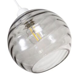 Happy Homewares Modern Designer Circular Ribbed Glass Non Electric Pendant Lamp Shade in Grey - thumbnail 4