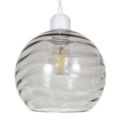 Happy Homewares Modern Designer Circular Ribbed Glass Non Electric Pendant Lamp Shade in Grey - thumbnail 1