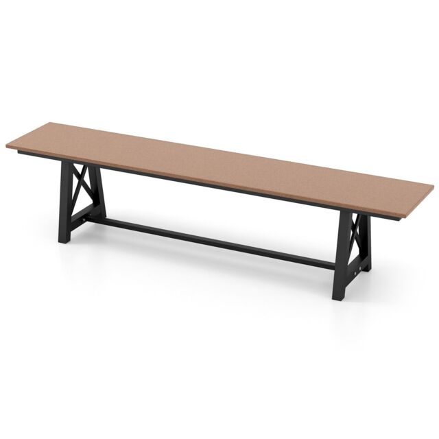 Costway Patio 183cm Extra Long Bench Outdoor Weatherproof Long Chair for 4 in Brown - image 1