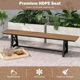 Costway Patio 183cm Extra Long Bench Outdoor Weatherproof Long Chair for 4 in Brown - thumbnail 6