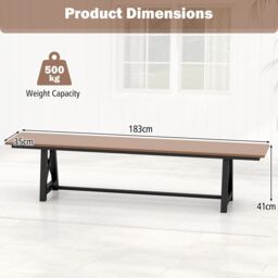 Costway Patio 183cm Extra Long Bench Outdoor Weatherproof Long Chair for 4 in Brown - thumbnail 2