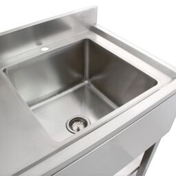 Monstershop 6ft Stainless Steel Catering Bench, Stainless Steel Sink - Left Hand in Silver - thumbnail 3