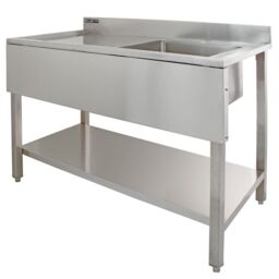 Monstershop 6ft Stainless Steel Catering Bench, Stainless Steel Sink - Left Hand in Silver - thumbnail 2