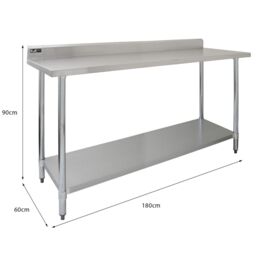 Monstershop 6ft Stainless Steel Catering Bench, Stainless Steel Sink - Left Hand in Silver - thumbnail 7