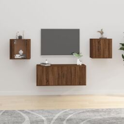 Berkfield Home Wall Mounted TV Cabinets 2 pcs Brown Oak 40x34.5x40 cm - thumbnail 1