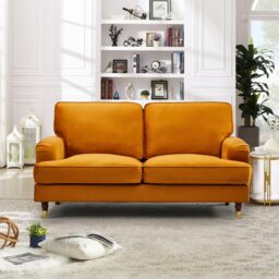 Artemis Home Woodbury 158cm Wide 2 Seat Velvet Fabric Sofa in Orange
