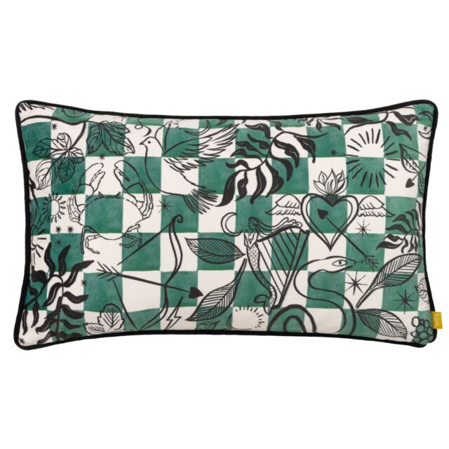 Furn Mythos Checkerboard Cushion in Green - Size: 30 cm x 50 cm - image 1