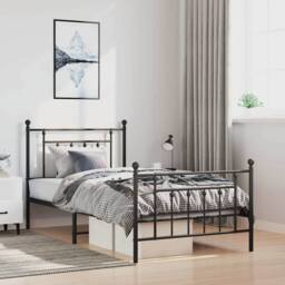 Berkfield Home Metal Bed Frame with Headboard & Footboard Black 100x200 cm - thumbnail 2