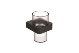 Luxury Living Nero Bathroom Tumbler & Holder in Black - thumbnail 1