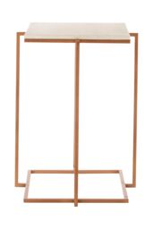 Orsina White Marble Side Table with Gold Finish Legs, Boutique Style Square Top Table, Table for Living Room