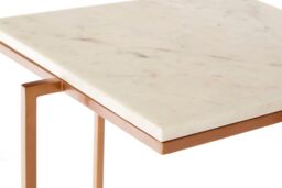 Orsina White Marble Side Table with Gold Finish Legs, Boutique Style Square Top Table, Table for Living Room - thumbnail 5
