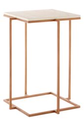 Orsina White Marble Side Table with Gold Finish Legs, Boutique Style Square Top Table, Table for Living Room - thumbnail 3